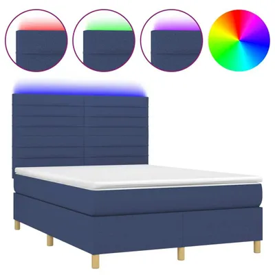Produktbild von Boxspringbett mit Matratze & LED Blau 140x190 cm Stoff
