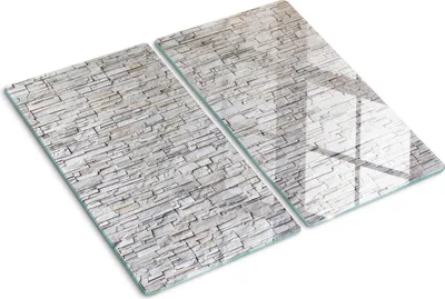 Produktbild von Tulup Glas-Herdabdeckplatte - 2x30x52cm - Glaskeramikkochfeld-Abdeckung Spritzschutz Zweiteilig Steinmauer