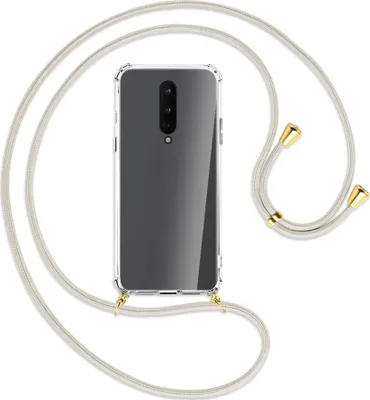 Produktbild von Handykette Backcover-Schutzhülle mit Band (Metall goldfarben) für OnePlus 8 - broken white