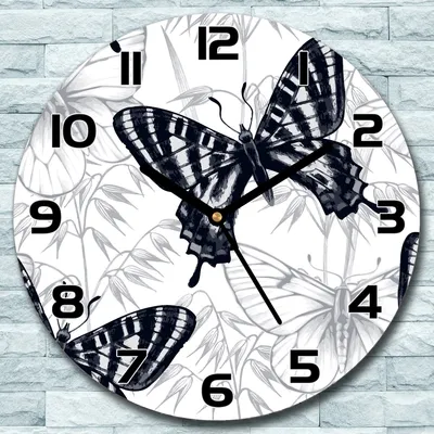 Produktbild von Wanduhr aus Glas Rund fi 30 Blumen Aquarell Quarz Deko Schlafzimmer Büro