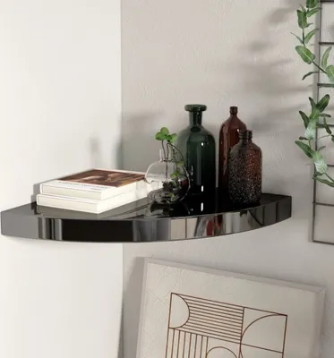 Immagine prodotto di Maison Exclusive - Scaffale angolare sospeso nero lucido 35x35x3,8 cm MDF