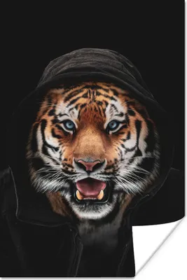 Produktbild von MuchoWow® Poster Tiger - Schwarz - Blau 40x60 cm - Plakate für die Wand - Poster Babyzimmer