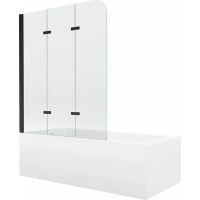 Obrázek produktu pro Mexen Cubik obdélníková vana 170 x 70 cm s pláštěm a 3-křídlovou zástěnou 120 cm, Průhledné, Černá - 550317070X9012037000