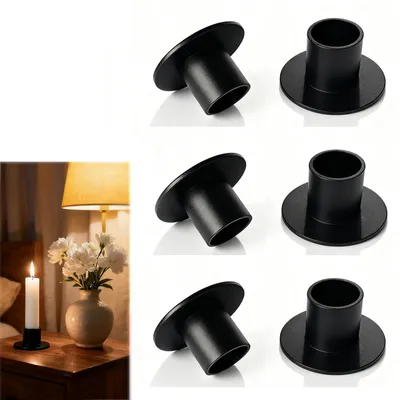 Teelichthalter-Set 6er Metall Ø5 cm, Höhe 2,7 cm, schwarz