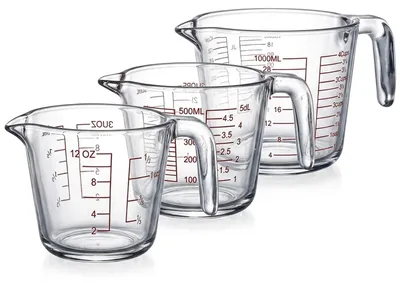 Maatbecher-Set 3-tlg. Borosilikatglas 350/500/1000 ml