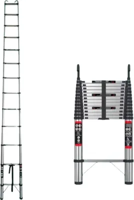Productafbeelding van Telescopische ladder Fioren – RVS intrekbare ladder – Draagbare, uitschuifbare loftladder – Maximaal draagvermogen 150 kg – EN131