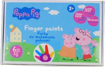Zdjęcie produktu dla Farby do malowania palcami Świnka Peppa 6 kolorów