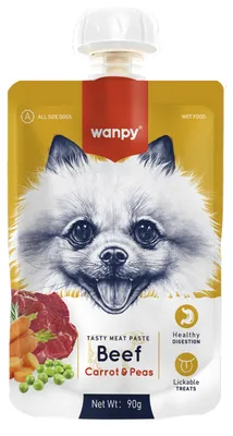 Produktbild von WANPY für Hunde - Pastete mit Rindfleisch, Möhren und Erbsen, 90 g