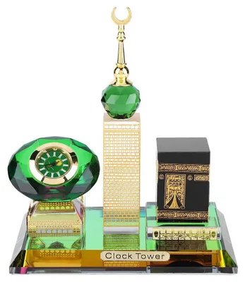 Kristall-Sammelfigur Kaaba Uhrturm, 12x8x13 cm, Gold