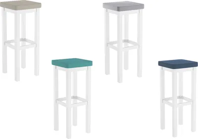 Produktbild von Klassischer Barhocker mit verschiedenen Polsterfarben 80 cm hoch Kiefer weiß V-90.71-45WP