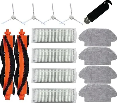 Produktbild von Zubehör für Xiaomi Vacuum-Mop 2S Roboterstaubsauger S12 S10 Mop Pro XMSTJQR2S: 4 Wischpads/Reinigungspads, 4 Filter, 4 Seitenbürsten