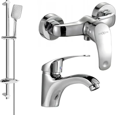 Image de Fabia DB62 Ensemble de mitigeurs de lavabo et de douche avec accessoires, chrome (746504DB62-00)