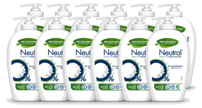 Obrázek produktu pro 12 kusů neutrálního tekutého mýdla pro citlivou pokožku - 0 % parfemace a barviva - 250 ml - výhodný balení