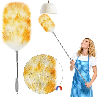 Image de Staubwedel télescopique en laine, 130 cm, lavable