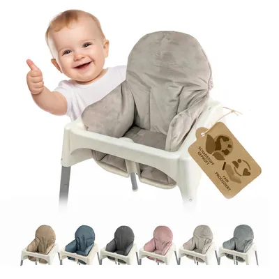 Produktbild von Sitzbezug Kissen Ersatzbezug Bezug kompatibel mit Ikea Hochstuhl Antilop - weich, waschbar - Sitzverkleinerer - Hochstuhlkissen (vel hellgrau)
