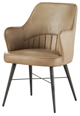 Produktbild von MASSIVMOEBEL24 Stuhl Echtleder 55x62x84 beige IRON LABEL #130