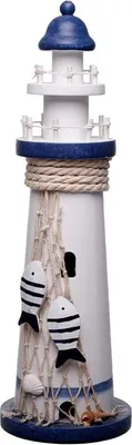 Produktbild von Großer Leuchtturm 33 cm mit Fischen und Muschelschalen - Big Lighthouse
