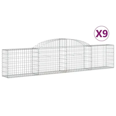 Produktbild von vidaXL Gabionen mit Hochbogen 9 Stk. 300x30x60/80 cm Verzinktes Eisen
