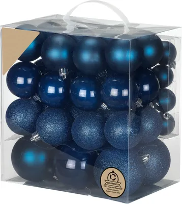 Produktbild von Weihnachtskugeln Kunststoff 4-8cm Mix 54er Set - Night Blue