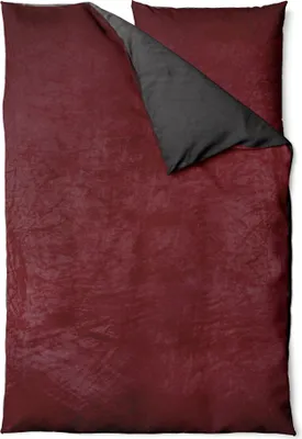 Produktbild von Winter Bettwäsche Teddy Plüsch Nicki Uni Flauschig Kuschelig Warm Weich Fleece, Farbe:Wende bordeaux / anthrazit, Größe:4 teilig 155x220 cm