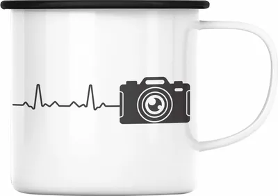 Produktbild von Trendation - Fotograf Emaille Tasse Zubehör Fotografie Geschenk Fotografieren Emaille Emaille Tasse Geschenkideen Lustiger Spruch (Schwarz)
