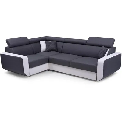 Produktbild von Ecksofa MILO 205x126cm Graphit+Creme Polstersofa mit Schlaffunktion und Bettkasten