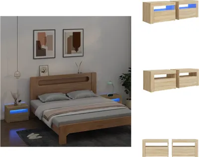 Immagine prodotto di vidaXL Comodini 2 pezzi con LED rovere Sonoma 60x35x40 cm - Comodini