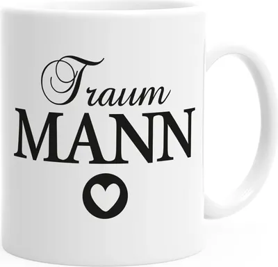 Produktbild von Kaffee-Tasse Traumfrau / Traumman Geschenk Liebe Valentinstag Weihnachten Moonworks® Traumann weiß Keramik-Tasse