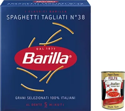 Produktbild von 20x Spaghetti Tagliati n°38, Pasta 100% italienisch Nudeln aus Hartweizengrieß 500g Packung + Italian Gourmet Polpa di Pomodoro 400g Dose