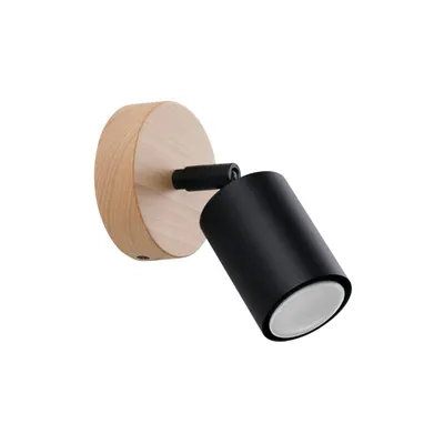 Zdjęcie produktu dla Kinkiet VERDO czarny-drewno 1xGU10x10W metal wym:16x10x16cm IP20 Sollux Lighting