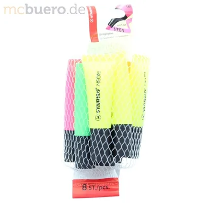 Produktbild von Textmarker - STABILO NEON - 8er Pack - 4 x gelb, 2 x grün, 1 x orange, 1 x pink