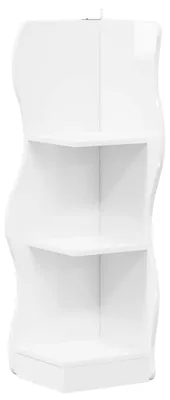 Obrázok produktu pre Rohová polica Biela s vysokým leskom 34 x 33 x 102 cm
