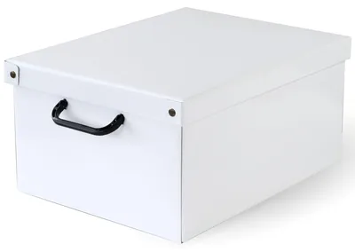 Aufbewahrungsbox aus Karton, weiß, 42x32x21 cm, mit Deckel