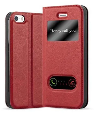 Image de Cadorabo Housse pour Apple iPhone 5 / 5S / SE 2016 Housse en rouge Housse pour portable Book Case Cover Etui