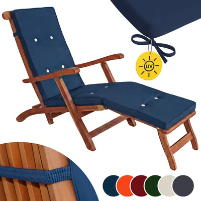 Image de Detex Coussin pour chaise longue bleu pour siège inclinable coussin pour bain de soleil relaxation intérieur extérieur hydrofuge
