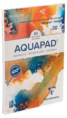 Produktbild von Clairefontaine 975722C Aquarellblock Aquapad A3, 30 Blatt 300g mittelfein
