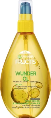 A bottle of Garnier Fructis hair oil.