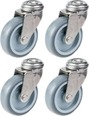 Immagine prodotto di 75 mm 3" in acciaio inossidabile con ruote in gomma grigia, girevoli, 240 kg, set di 4