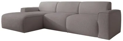 Image de Selsey Bouvi – Canapé d'angle, pouf à gauche, gris-brun, bouclé