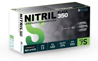 Produktbild von 840x Altruan Nitril 350 Black, Einmalhandschuhe, schwarz - 100 Stück - Größe S | Packung (100 Stück)