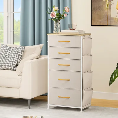 Produktbild von BALCONERA Schubladenschränke Kommode Aufbewahrungsschrankmit 5 Stoffschublade 45x30x95cm