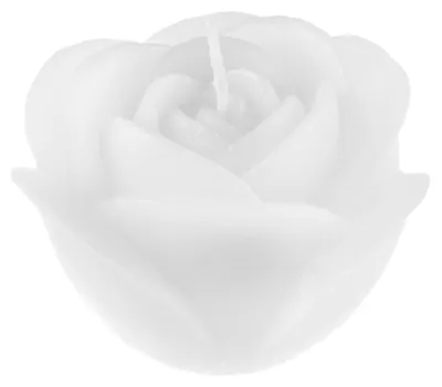 Produktbild von Kerze in Rosenform, Ø7cm x 4,5cm. Rosenkerze, Geschenk Weiß