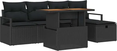 Immagine prodotto di vidaXL Set di divani da giardino 6 pezzi in polirattan nero