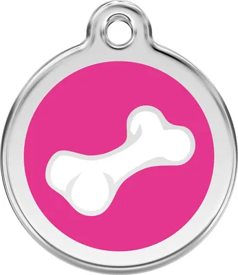 Produktbild von RedDingo Hundemarke mit individueller Gravur Cartoon Knochen hot pink, Größe: S