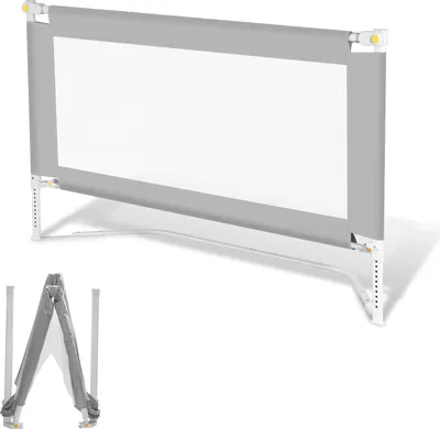 Produktbild von Izrielar 150cm Bettschutzgitter Kinder Bettgitter Höhenverstellbar Kinderbettgitter für Familienbett und Kinderbett, Rausfallschutz für Kinder- & Elternbetten Bett, Grau
