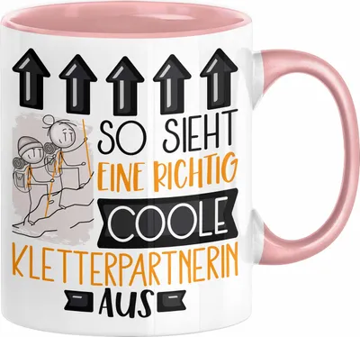 Produktbild von Kletterpartnerin Geschenk Tasse Lustig Geschenkidee für Kletterpartnerin Geburtstag So Sieht Eine Richtig Coole Kletterpartnerin Aus Frauen Spruch (Rosa)