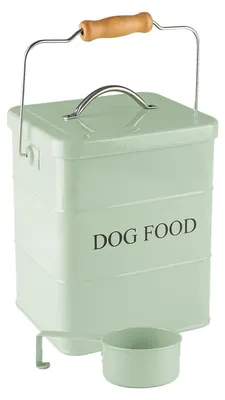 Hunde-Futterbox, Metall, mit Deckel und Schaufel, 2,5 kg, Grün