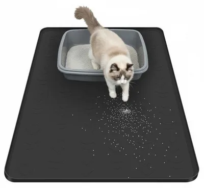 Produktbild von Unyqoos® Große Katzenstreumatte aus lebensmittelechtem Silikon 86 x 56 cm – rutschfest, wasserdicht, leicht zu reinigen, fängt Streu zuverlässig auf
