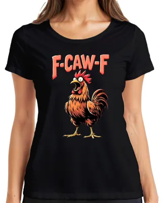 Obrázek produktu pro F CAW-F Funny Rooster Cartoon Farm Gift Vintage Humor dámské tričko, černá, M