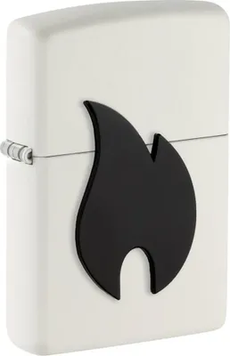 Produktbild von Zippo Benzin-Feuerzeug weiß Emblem BIG Flame Black, unbefüllt 20081523